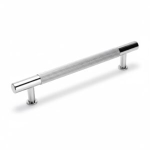 Kökshandtag silver räfflad metall